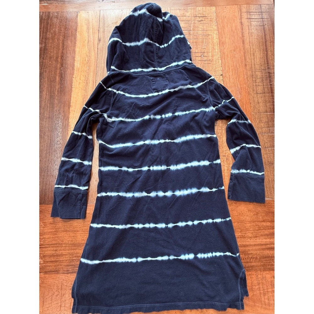 Hollister Womens Y2K Hooded Tunic Top Navy Tie Dye Stripe Size M Beachy - Picture 3 of 9